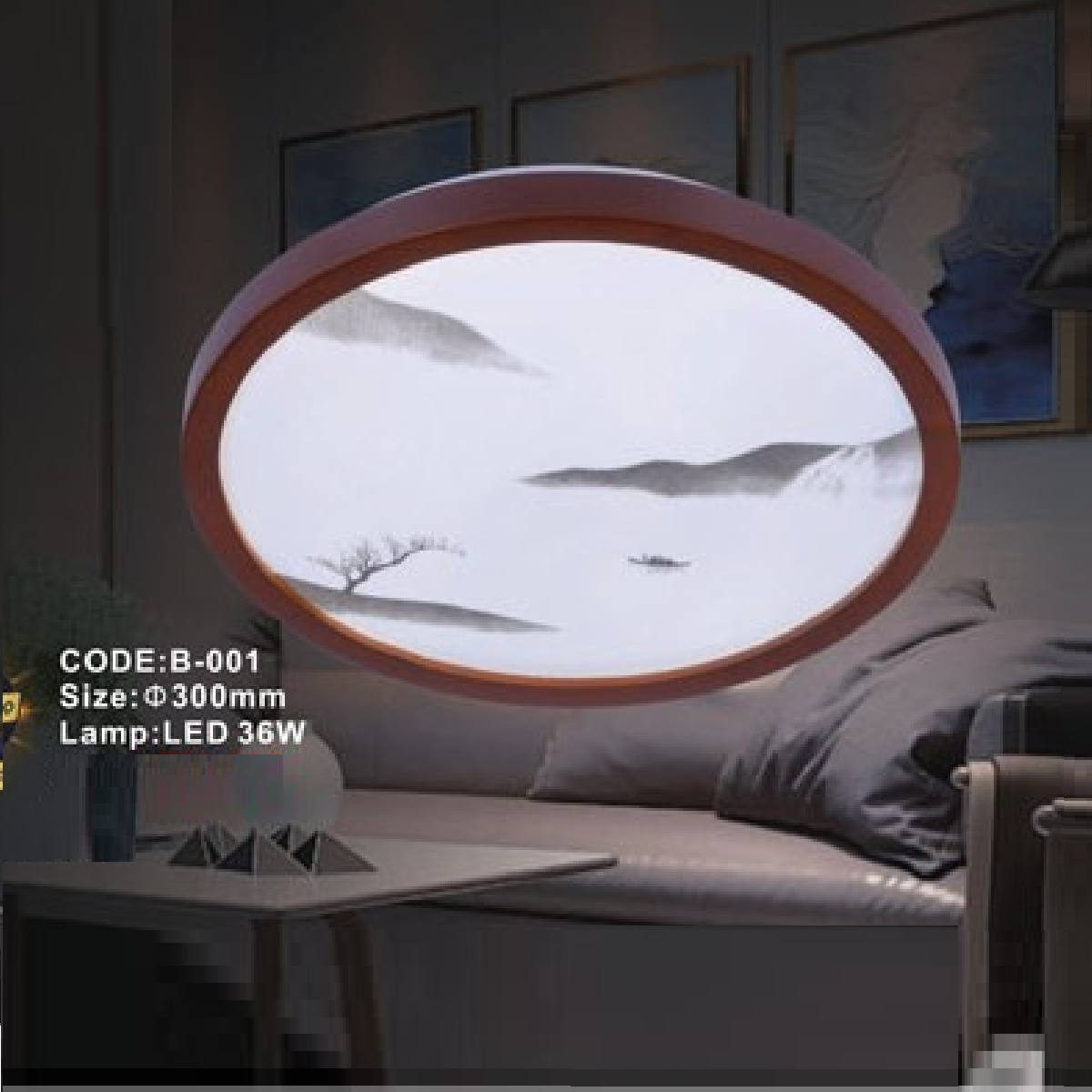 CODE: B-001: Đèn áp trần  LED - KT: 300mm - Đèn LED 36W ánh sáng đổi