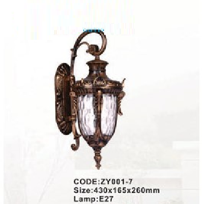 CODE: ZY001-7: Đèn gắn tường ngoài trời - KT: 430mm x 165mm x 260mm - Đèn E27 x 1 bóng