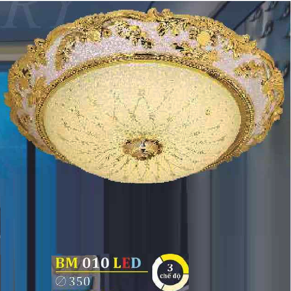 BM 010LED: Đèn ốp trần LED, chao thủy tinh - KT: Ø350mm - Đèn LED đổi 3 màu