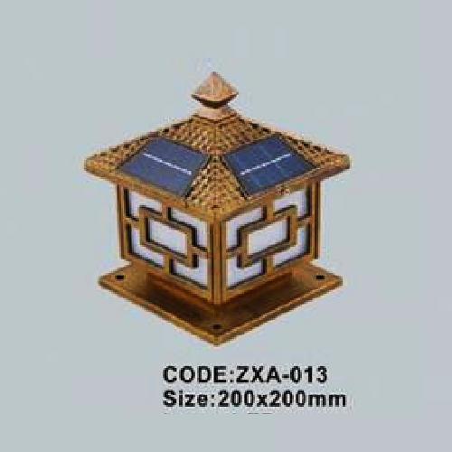 CODE: ZXA - 013: Đèn gắn đầu trụ NLMT - KT: L200mm x H200mm - Đèn LED