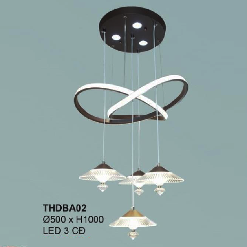 35 - THDBA02: Đèn thả LED 4 bóng - KT: Ø500mm x H1000mm - Đèn LED đổi 3 màu