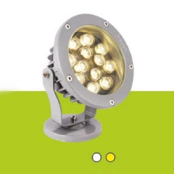 HF - RN - 0303 12W: Đèn pha ngoài trời LED 12W - KT: Ø137mm x W90mm x H170mm - Ánh sáng trắng/vàng