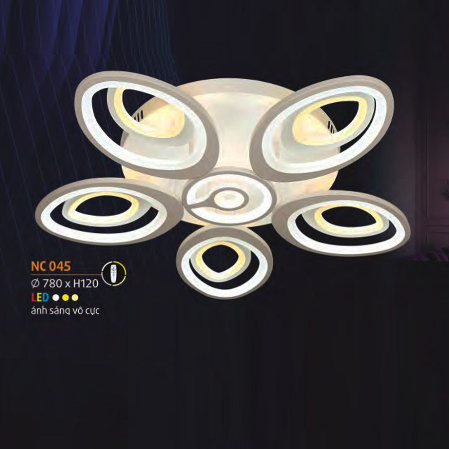 NC 045: Đèn áp trần LED Mica - KT: Ø780mm x H120mm - Đèn LED đổi 3 màu - Remote