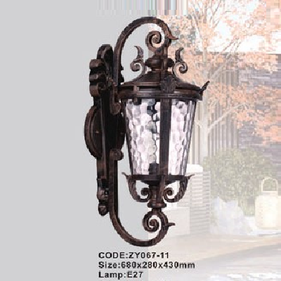 CODE: ZY067-11: Đèn gắn tường ngoài trời - KT: 680mm x 280mm x 430mm - Đèn E27 x 1 bóng