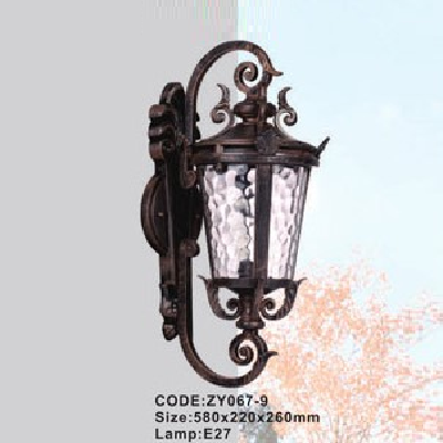 CODE: ZY067-9: Đèn gắn tường ngoài trời - KT: 580mm x 220mm x 260mm - Đèn E27 x 1 bóng