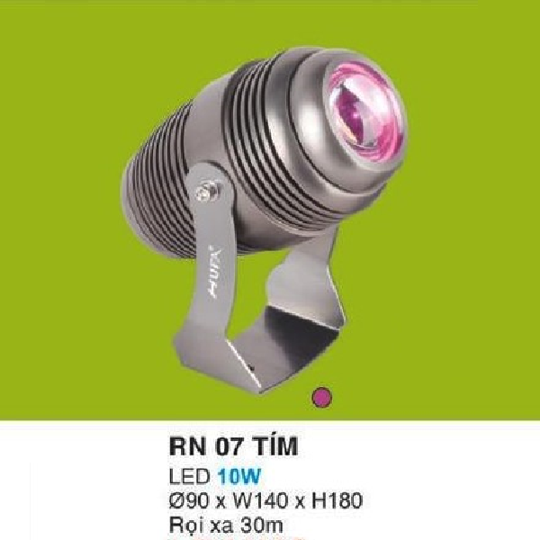 HF - RN 07 TÍM LED 10W: Đèn pha ngoài trời LED 10W - KT: Ø90mm x W140mm x H180mm - Ánh sáng màu Tím