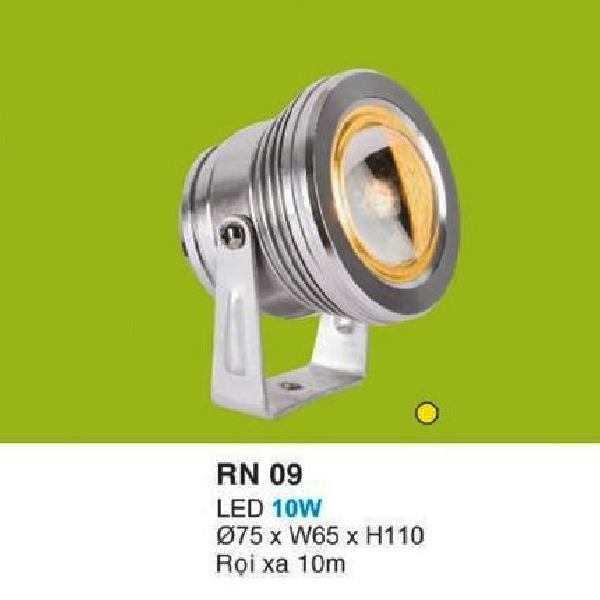 HF - RN 09 VÀNG  LED 10W: Đèn pha ngoài trời LED 10W - KT: Ø75mm x W65mm x H110mm - Ánh sáng Vàng