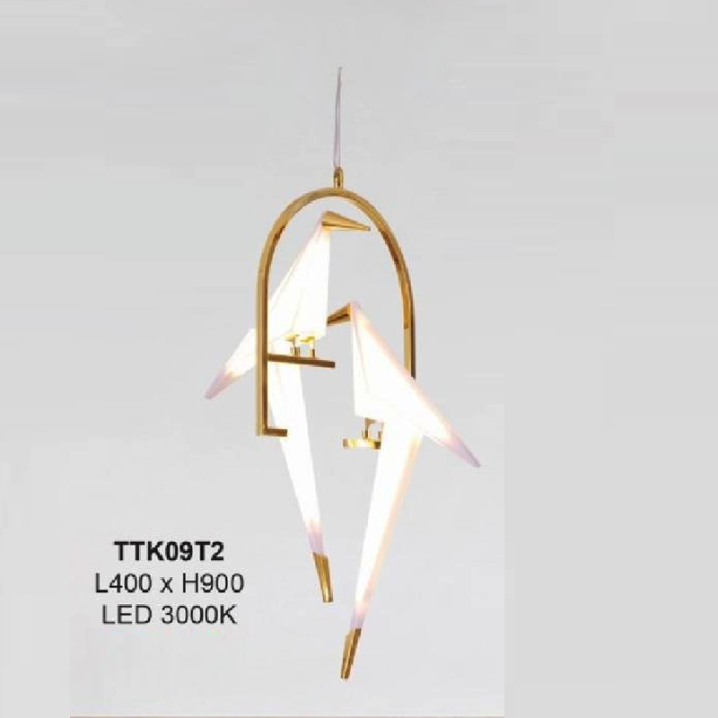 35 - TTK09T2: Đèn thả 2 bóng - KT: L400mm x H900mm - Đèn LED ánh sáng vàng 3000K