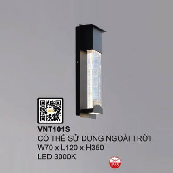 VNT101S: Đèn LED gắn tường ngoài trời - KT: W70mm x L120mm x H350mm - Đèn LED ánh sáng vàng 3000K