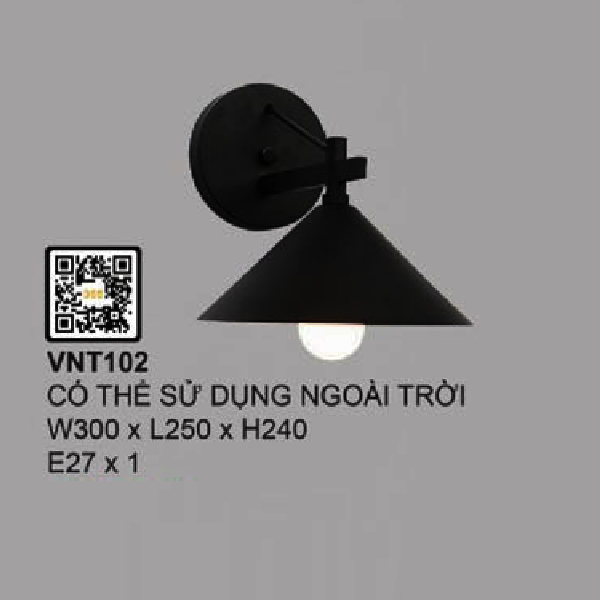 35 - VT102: Đèn gắn tường - KT: W300mm x L250mm x H240mm - Bóng đèn E27 x 1