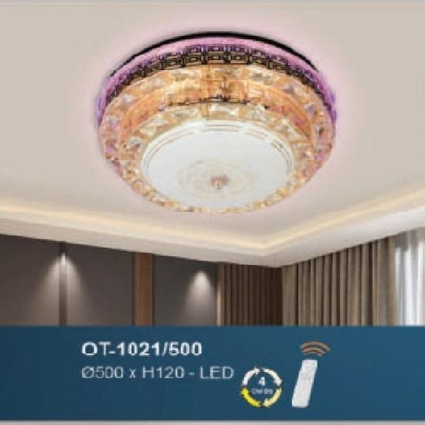 AN - OT - 1021/500: Đèn áp trần LED - KT: Ø500mm x H120mm - Đèn  LED đổi 3 màu - Remote