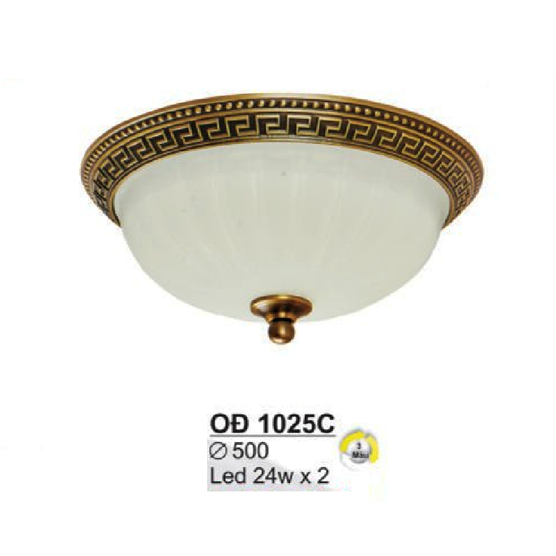 SN - OĐ 1025C: Đèn ốp đồng chao thủy tinh trắng - KT: Ø500 - Bóng đèn LED 24W x 2 ánh sáng đổi màu