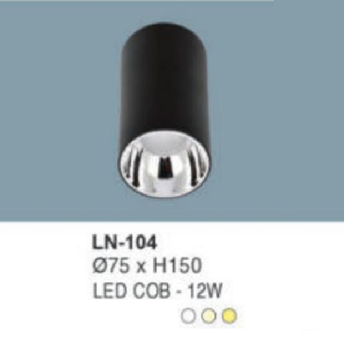 LN - 104: Đèn lon LED COB 12W gắn nổi, 1 chế độ ánh sáng (trắng/trung tính/vàng)