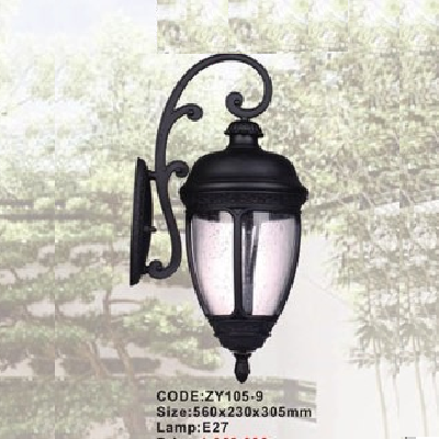 CODE: ZY105 - 9: Đèn gắn tường ngoài trời - KT: 560mm x 230mm x 305mm - Đèn E27 x 1 bóng