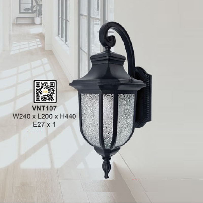 35 - VNT107: Đèn gắn tường ngoài trời - KT: W240mm x L200mm x H440mm - Bóng đèn E27 x 1