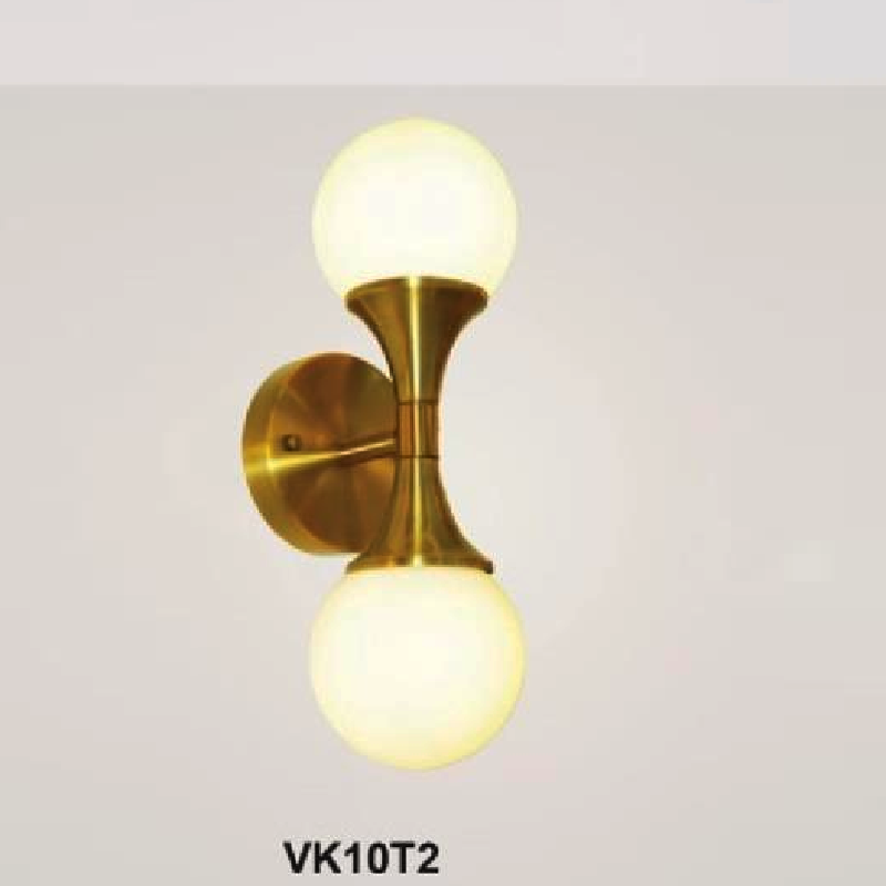 35 - VK10T2: Đèn gắn tường chao quả bi thủy tinh - KT: Ø100mm x H380mm - Bóng đèn LED G9 x 2 bóng