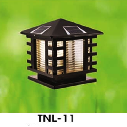 HF - TNL - 11: Đèn đầu trụ NLMT - KT: 250mm x 250mm x H270mm - Đèn LED 3 W, ánh sáng đổi 3 màu + Đèn E27 x1