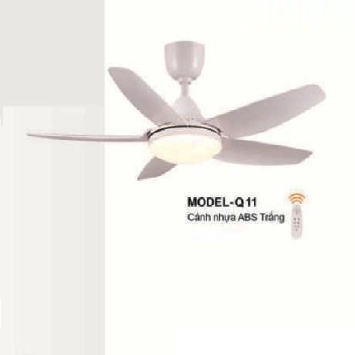 E - MODEL - Q11: Quạt trần đèn LED 5 cánh nhựa ABS màu Trắng