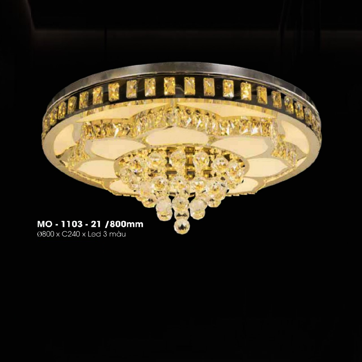 MO - 1103/800mm: Đèn áo trần LED Phale - KT: 800mm x H240mm - Đèn LED đổi 3 màu