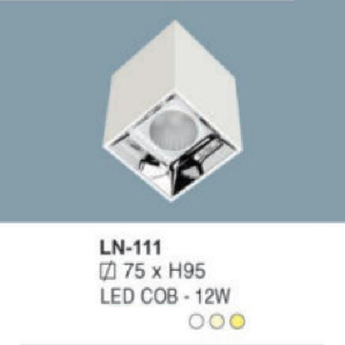 LN - 111: Đèn lon vuông LED COB 12W gắn nổi, 1 chế độ ánh sáng (trắng/trung tính/vàng)