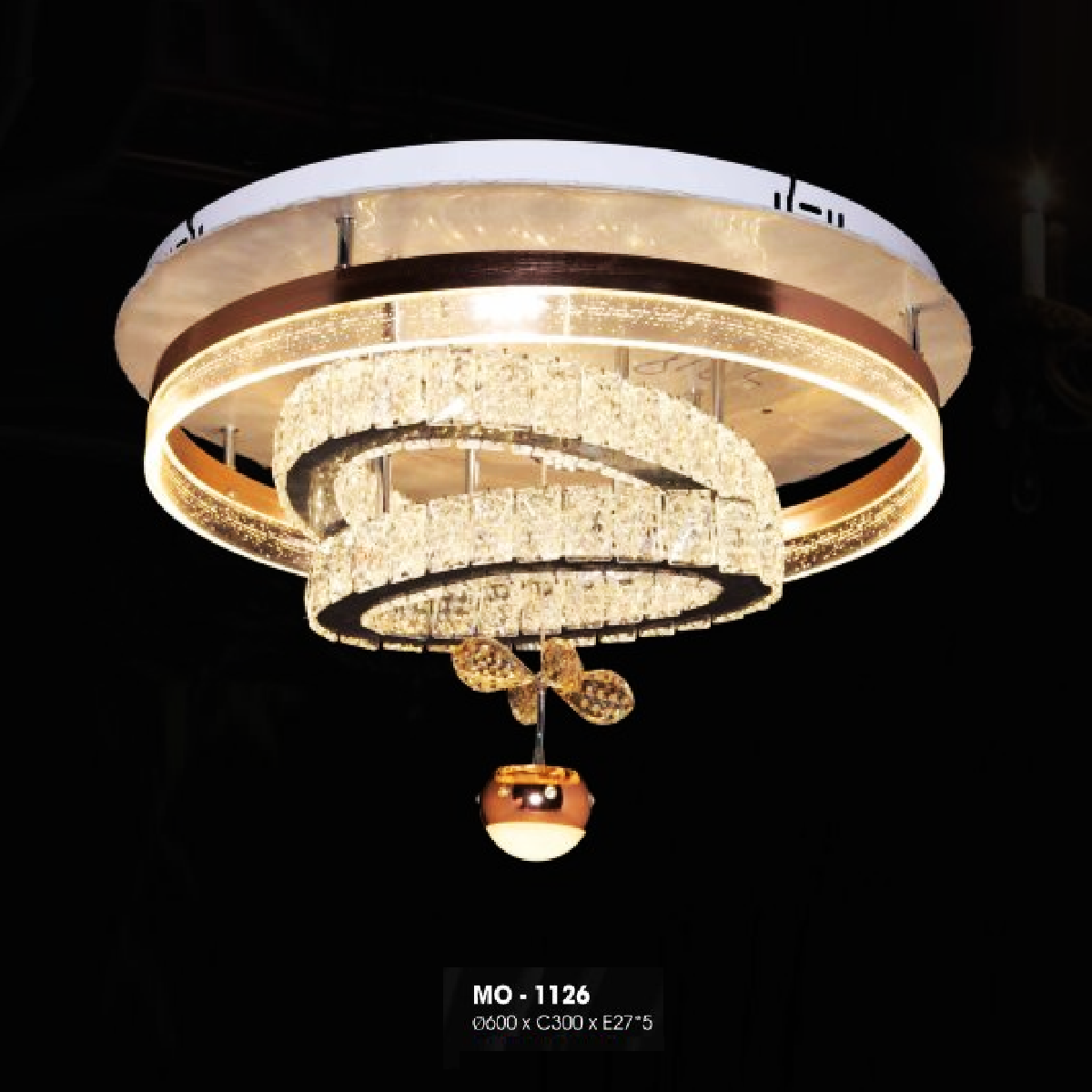 MO - 1126: Đèn áp trần LED - KT: Ø600mm x H300mm - Đèn LED