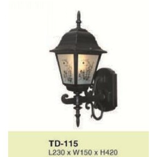 E - TD - 115: Đèn gắn tường ngoài trời - KT: L230mm x W150mm x H420mm - Đèn E27 x 1 bóng