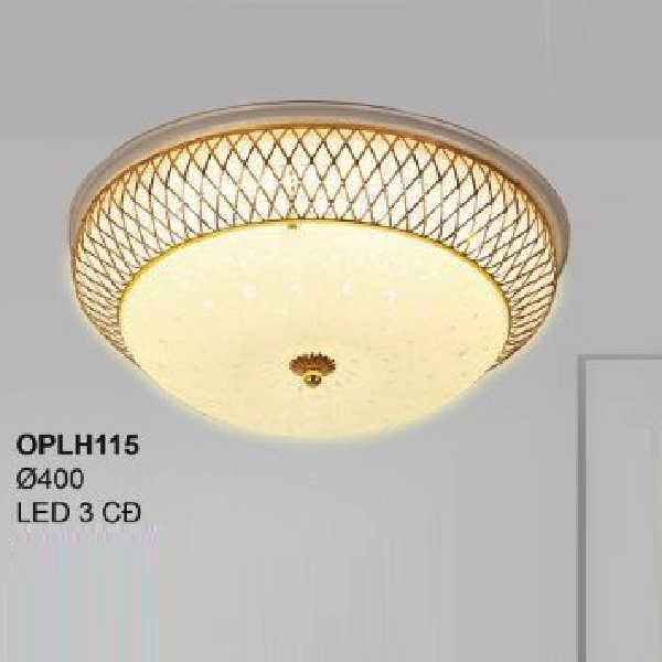 35 - OPLH115: Đèn ốp trần LED chao thủy tinh - KT: Ø400mm - Đèn LED đổi 3 màu
