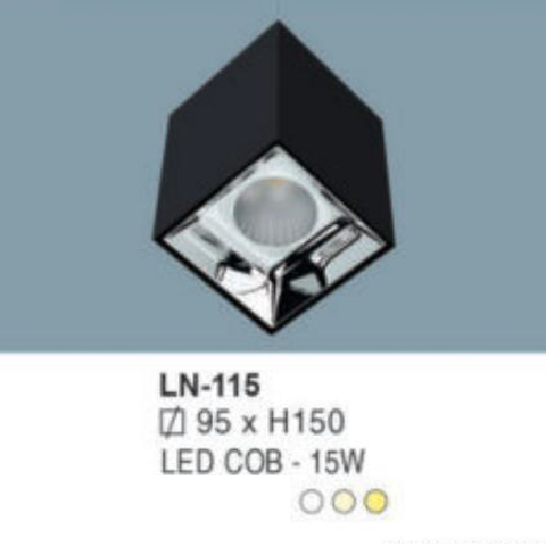 LN - 115: Đèn lon vuông LED COB 15W gắn nổi, 1 chế độ ánh sáng (trắng/trung tính/vàng)