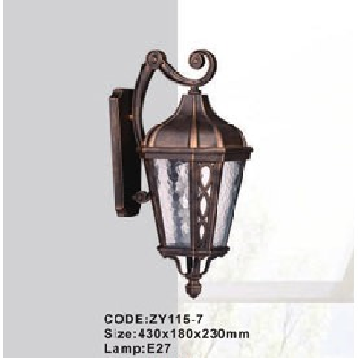 CODE: ZY115-7: Đèn gắn tường ngoài trời - KT: 430mm x 180mm x 230mm - Đèn E27 x 1 bóng
