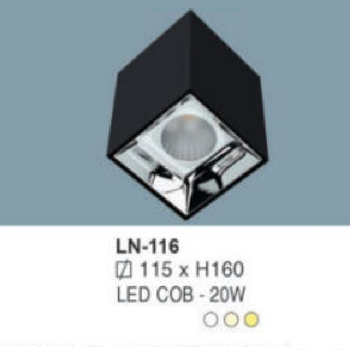 LN - 116: Đèn lon vuông LED COB 20W gắn nổi, 1 chế độ ánh sáng (trắng/trung tính/vàng)