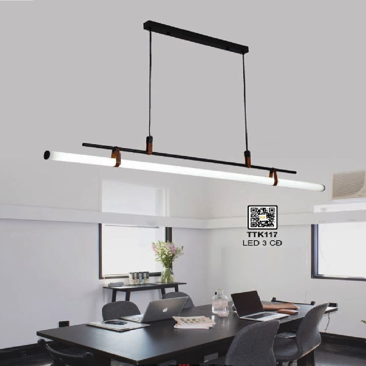 35 - THD 117: Đèn thả ngang  LED - KT: L1150mm - Đèn LED đổi 3 màu