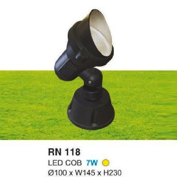 HF - RN 118: Đèn pha ngoài trời LED COB 7W - KT: Ø100mm x W145mm x H230mm - Ánh sáng vàng