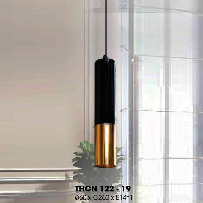THCN 122 - 19: Đèn thả ống đơn - KT: Ø60mm x H260mm -  Bóng đèn E27 x 1