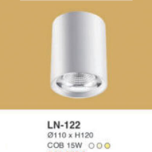 LN - 122: Đèn lon LED COB 15W gắn nổi, 1 chế độ ánh sáng (trắng/trung tính/vàng)