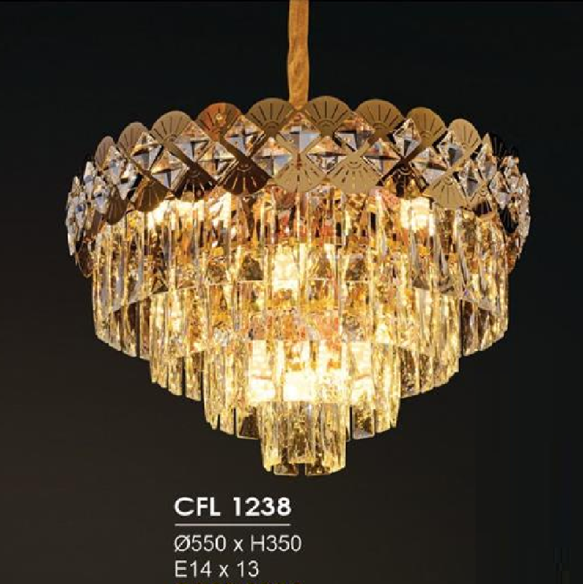 HF - CFL 1238: Đèn thả Phale  - KT: Ø550mm x H350mm - Đèn E14 x13 bóng