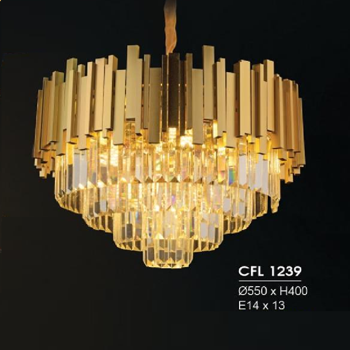 HF - CFL 1239: Đèn thả Phale  - KT: Ø550mm x H400mm - Bóng đèn E14 x 13 bóng