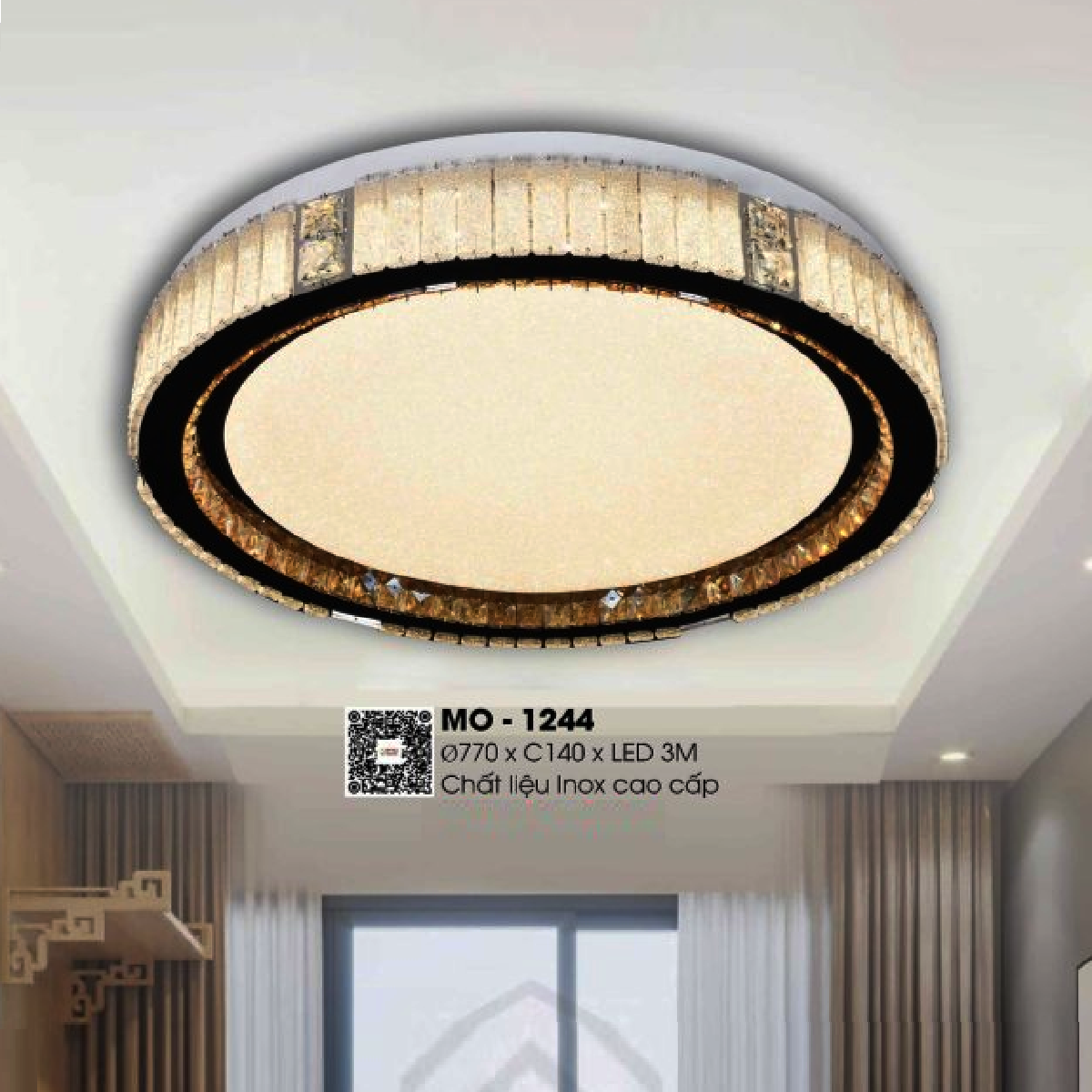 MO - 1244: Đèn áp trần Phale - KT: Ø770mm x H140mm - Đèn LED 3M