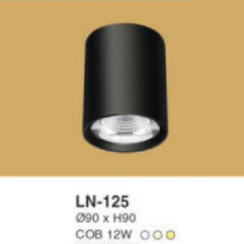 LN - 125: Đèn lon LED COB 12W gắn nổi, 1 chế độ ánh sáng (trắng/trung tính/vàng)