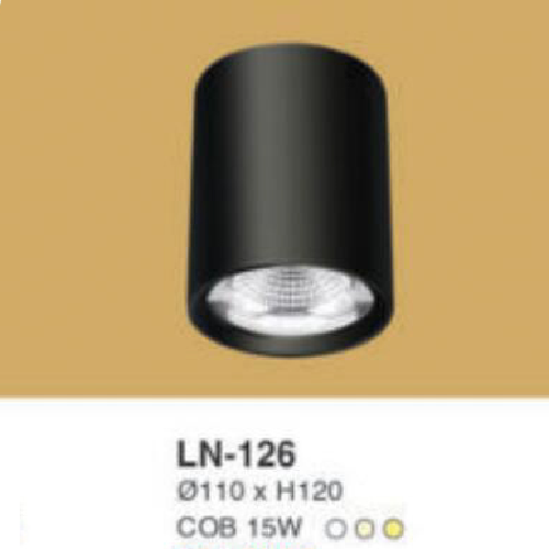 LN - 126: Đèn lon LED COB 15W gắn nổi, 1 chế độ ánh sáng (trắng/trung tính/vàng)