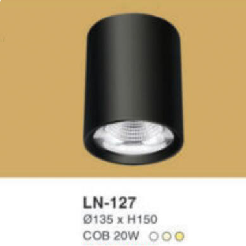 LN - 127: Đèn lon LED COB 20W gắn nổi, 1 chế độ ánh sáng (trắng/trung tính/vàng)