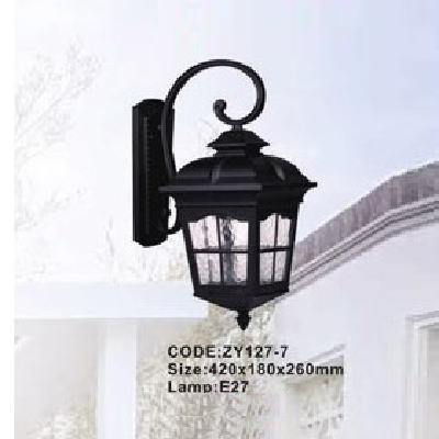 CODE: ZY127-7: Đèn gắn tường ngoài trời - KT: 420mm x 180mm x 260mm - Đèn E27 x 1 bóng