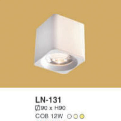 LN - 131: Đèn lon LED COB 12W  vuông gắn nổi, 1 chế độ ánh sáng (trắng/trung tính/vàng)