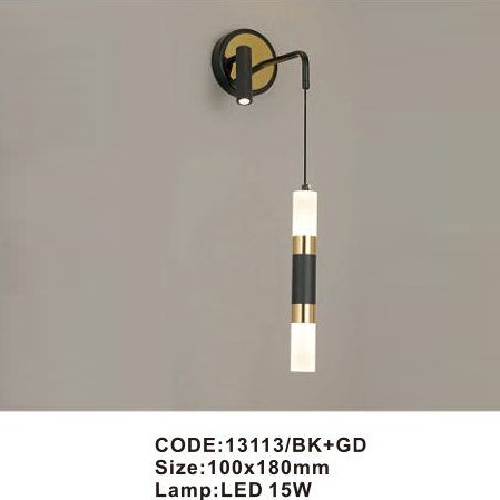 CODE: 13113/BK+GD: Đèn gắn tường LED - KT: 100mm x 180mm - Đèn LED 15W