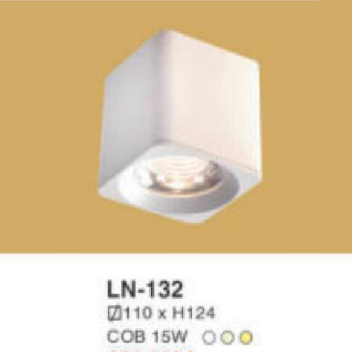 LN - 132: Đèn lon LED COB 15W  vuông gắn nổi, 1 chế độ ánh sáng (trắng/trung tính/vàng)