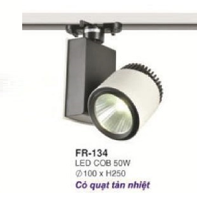 FR-134: Đèn rọi ray LED COB 50W - KT: Ø100mm x H250mm - Ánh sáng trắng/vàng