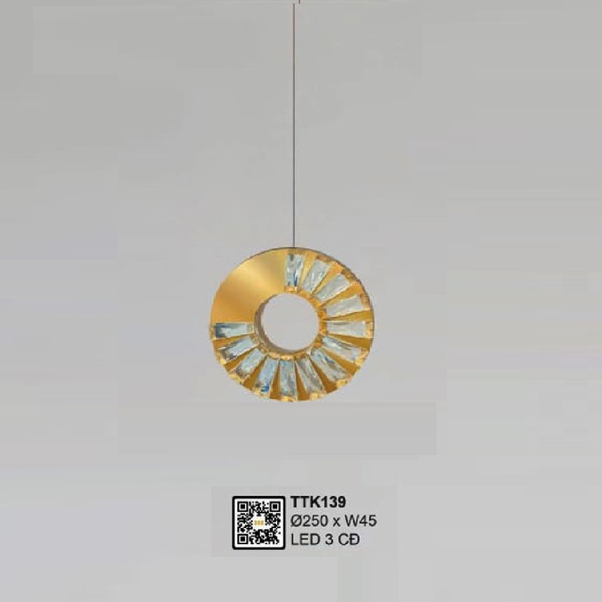 35 - TTK139: Đèn thả đơn LED - KT: Ø250mm x W45mm - Đèn LED đổi 3 màu