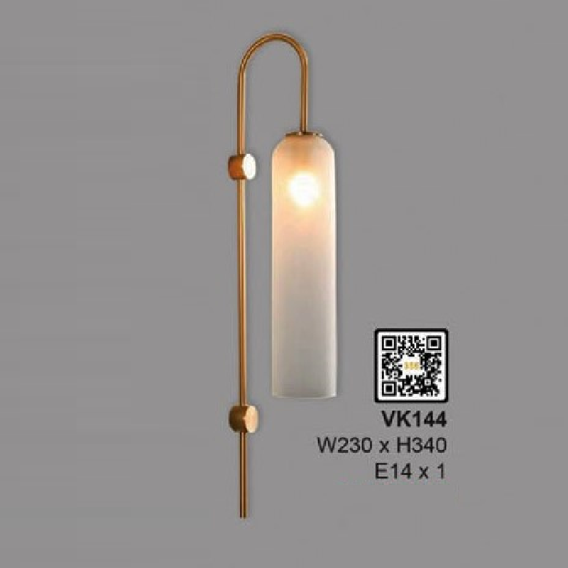35 - VK144: Đèn gắn tường chao ống thủy tinh - KT: W230mm x H340mm - Bóng đèn E14 x 1 bóng