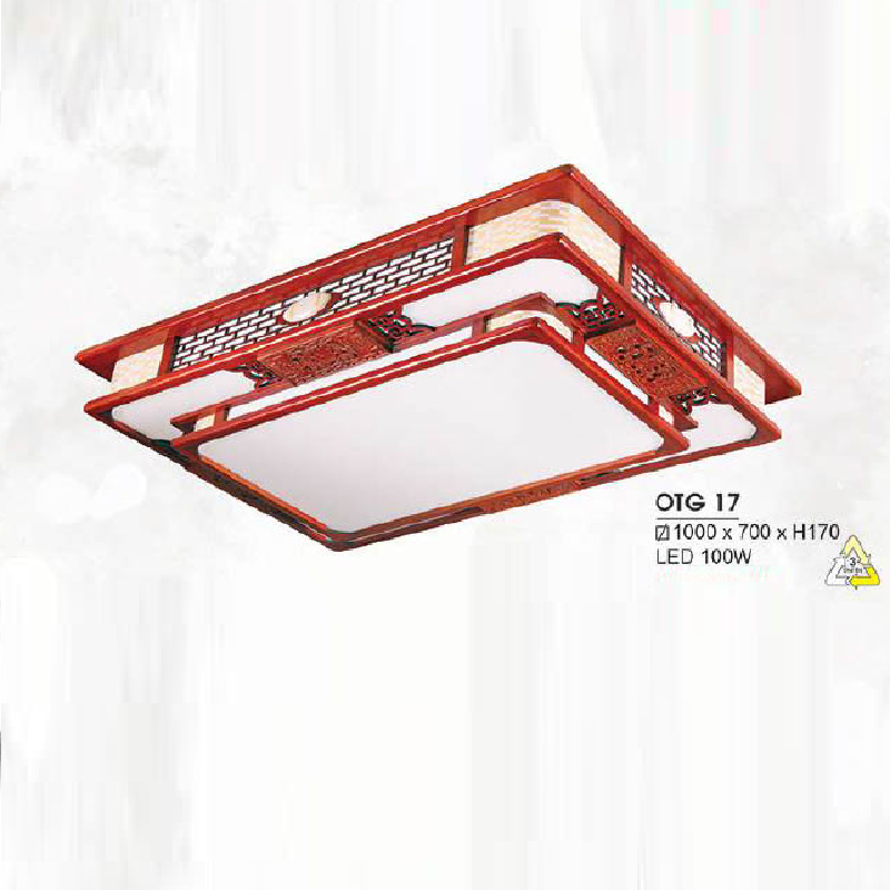 HF - OTG 17: đèn áp trần gỗ - KT: L1000mm x W700mm x H170mm - Đèn LED 100W đổi 3 màu