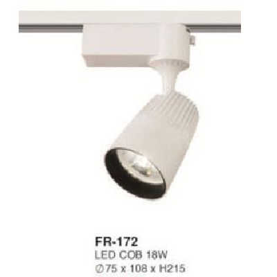 FR-172: Đèn rọi ray LED COB 18W - KT: Ø75mm x 108mm x H215mm - Ánh sáng trắng/vàng