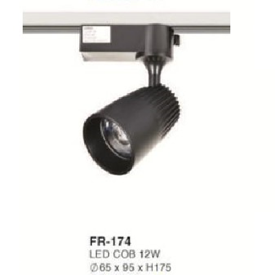 FR-174: Đèn rọi ray LED COB 12W - KT: Ø65mm x 95mm x H175mm - Ánh sáng trắng/vàng